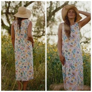 NWT Ripstop Fleur Maxi Sun Dress Floral Sleeveless Hawaii Women's XL Pink Yellow